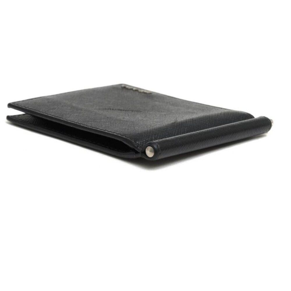 Prada Wallet Men Wallet Leather Black 2 Mn077 Saffiano Bicolo Money Clip - Picture 4 of 7